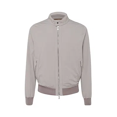 Moorer Casual Jacket With Ribbed Cuffs And High Collar In Gray