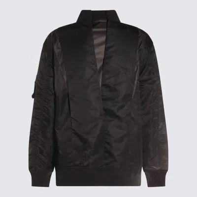 Sacai Ribbed High Collar Jacket With Side Pockets In Black