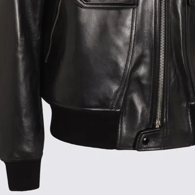 Tom Ford Leather Jacket With Front Pockets And High Collar