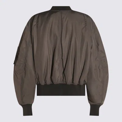 Attico Grey Bomber Jacket With Front Zip Closure And One Zipped Pocket On The Sleeve In Tech Fabric Woman In Brown