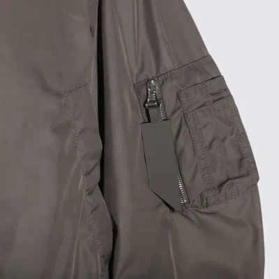 Attico Grey Bomber Jacket With Front Zip Closure And One Zipped Pocket On The Sleeve In Tech Fabric Woman In Brown