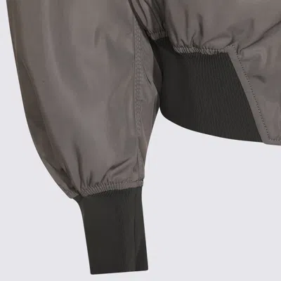 Attico Grey Bomber Jacket With Front Zip Closure And One Zipped Pocket On The Sleeve In Tech Fabric Woman In Brown
