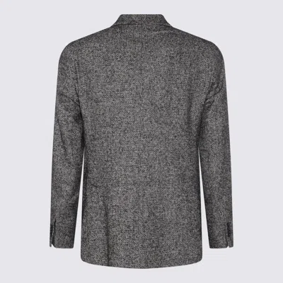 Tagliatore Textured Fabric Double-breasted Front Pockets Notch Lapel In Gray
