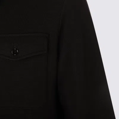 Lardini Textured Wool Knit Jacket With Button Fastening And Flap Pockets In Black