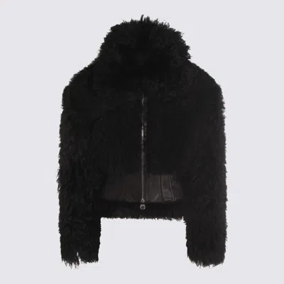 Blumarine Long-sleeved Hooded Cotton Jacket In Black