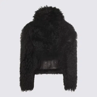 Blumarine Long-sleeved Hooded Cotton Jacket In Black