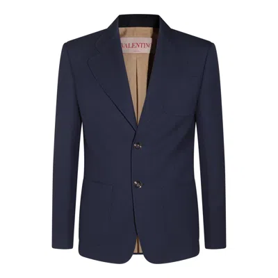 Valentino Slim Fit Wool Gabardine Jacket In Blue