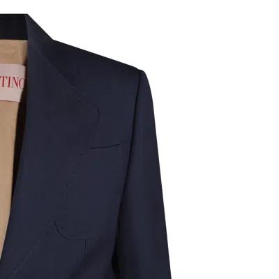 Valentino Slim Fit Wool Gabardine Jacket In Blue