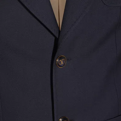 Valentino Slim Fit Wool Gabardine Jacket In Blue