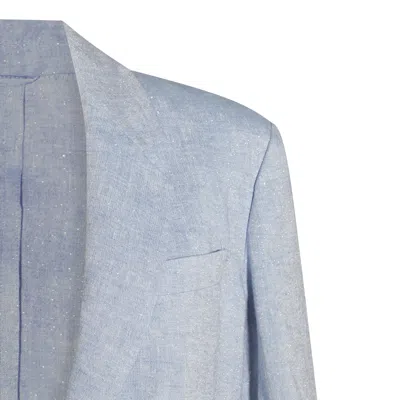 Brunello Cucinelli Tailored Jacket With Back Vent And Front Pockets In Blue