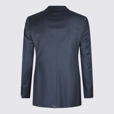 Dolce & Gabbana Blue Virgin Wool Blazer Men In Blue