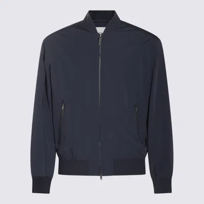 Tod's Ribbed High Collar Jacket With Side Pockets In Blue