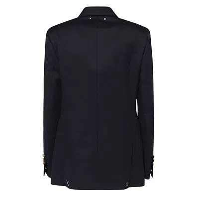 Golden Goose Golden Wool Blend Double Breasted Blazer In Blue
