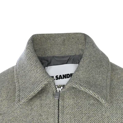 Jil Sander Collared Long Sleeve Textured Fabric Jacket In Green