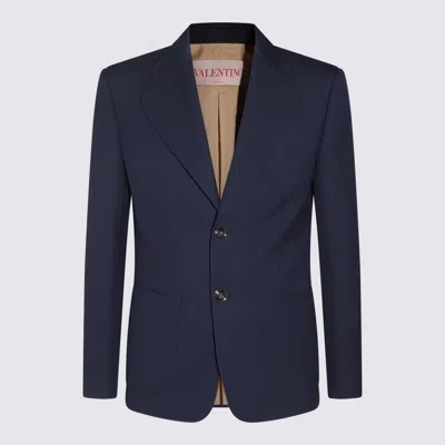 Valentino Slim Fit Wool Gabardine Jacket In Blue