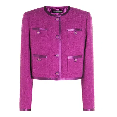 Dolce & Gabbana Violet Cotton Casual Jacket In Purple