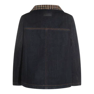 Ganni Bonded Denim Jacket Stitch Detailing In Blue