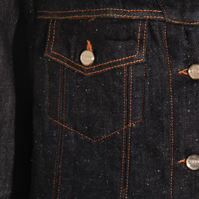 Ganni Bonded Denim Jacket Stitch Detailing In Blue