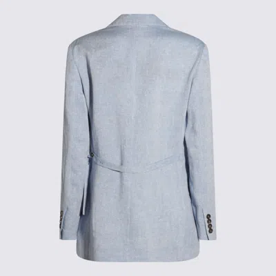 Brunello Cucinelli Tailored Jacket With Back Vent And Front Pockets In Blue