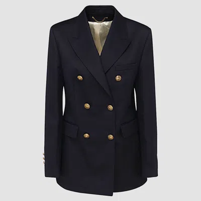 Golden Goose Golden Wool Blend Double Breasted Blazer In Blue