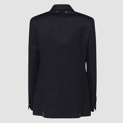 Golden Goose Golden Wool Blend Double Breasted Blazer In Blue