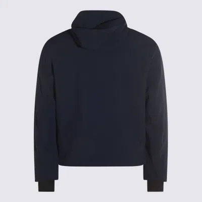 K-way Waterproof Midnight Blue Jacket With Front Zip And Hood In Blue