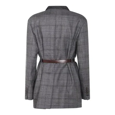 Brunello Cucinelli Women Monile Houndstooth Blazer In Gray