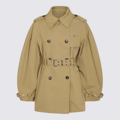 Ganni Beige Trench Coat In Brown