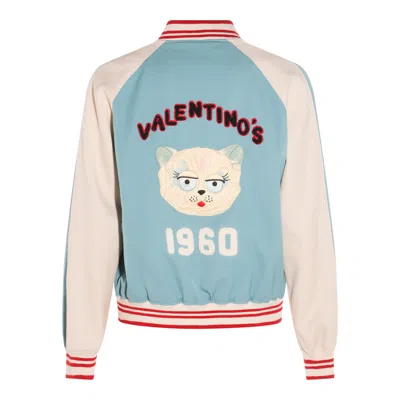 Valentino Le Chat De La Maison Wool Bomber Jacket In Blue