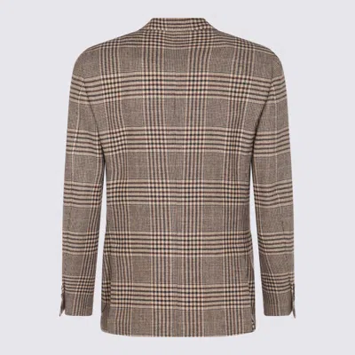 Lardini Checked Pattern Single-breasted Blazer With Front Pockets In Brown