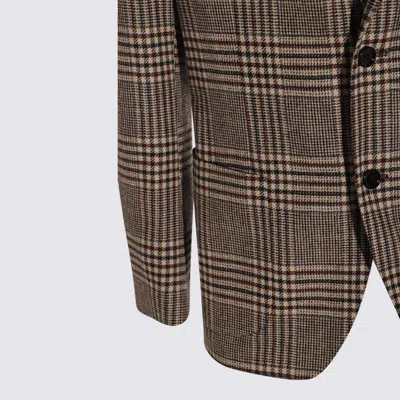 Lardini Checked Pattern Single-breasted Blazer With Front Pockets In Brown