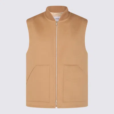 Lardini Ribbed Collar Sleeveless Design Front Pockets Jacket In Brown