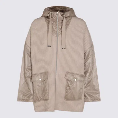 Herno Beige Wool Capes In Gray