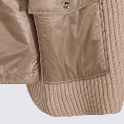Herno Beige Wool Capes In Gray