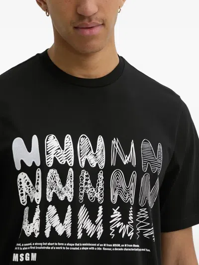 Msgm Graphic-print T-shirt In Black