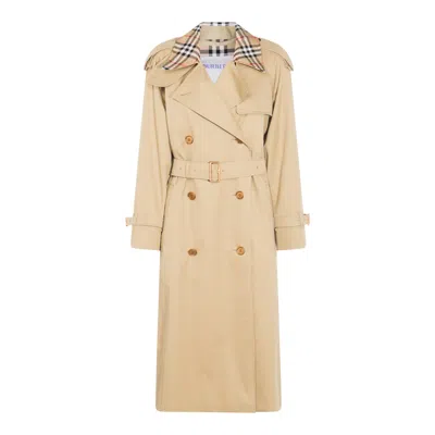 Burberry Womens Hamper Castleford Check-print-collar Cotton-poplin Trench Coat In Neutral