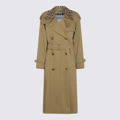 Burberry Womens Hamper Castleford Check-print-collar Cotton-poplin Trench Coat In Green