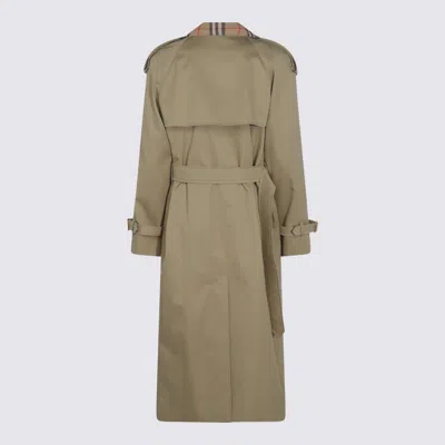 Burberry Womens Hamper Castleford Check-print-collar Cotton-poplin Trench Coat In Green