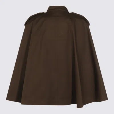 Burberry Cotton Cape With Traditional Check Lining In Brown