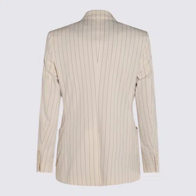 Dolce & Gabbana Tailored Pinstripe Blazer With Front Pockets In Neutral