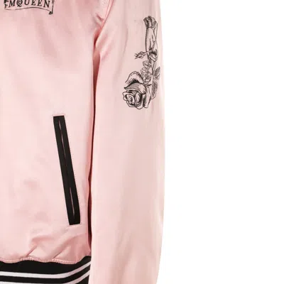 Alexander Mcqueen Casual Jacket With Embroidered Graphic Print In Pink