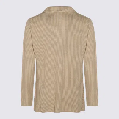 Lardini Patch Pocket Notch Lapel Ribbed Blazer In Neutral