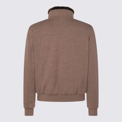 Moorer Boudin Quilted Goose Down Padded Bomber Jacket In Brown