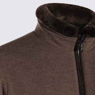Moorer Boudin Quilted Goose Down Padded Bomber Jacket In Brown