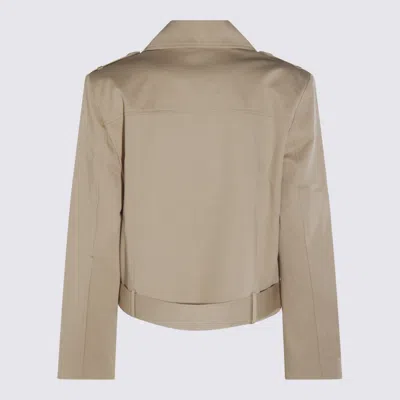 Anine Bing Waist Belted Double-breasted Epaulettes Lapels In Neutral