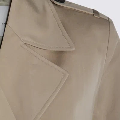 Anine Bing Waist Belted Double-breasted Epaulettes Lapels In Neutral