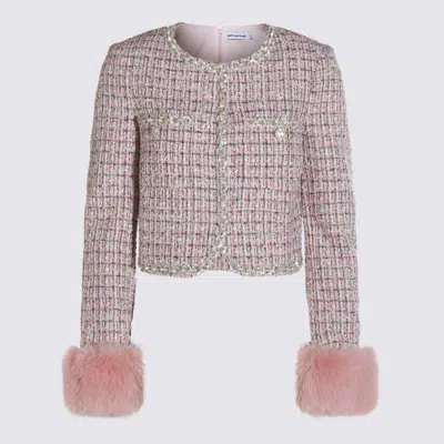 Self-portrait Crystal-embellished Tweed Jacket In Pink