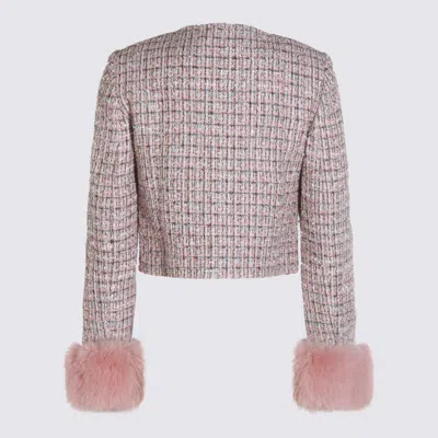Self-portrait Crystal-embellished Tweed Jacket In Pink