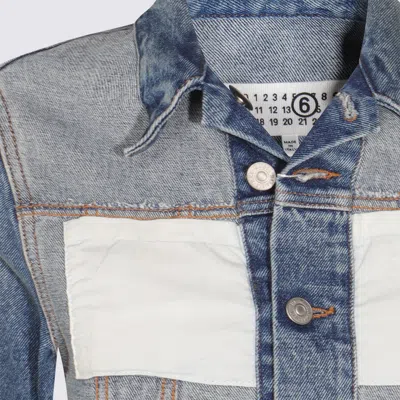 Mm6 Maison Margiela Casual Jacket With Long Sleeves And Contrast Panels In Blue