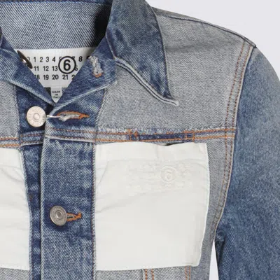 Mm6 Maison Margiela Casual Jacket With Long Sleeves And Contrast Panels In Blue